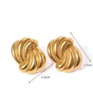 Fashion Titanium Steel Jewelry Wholesale Knotted Design Women Stainless Steel Earrings