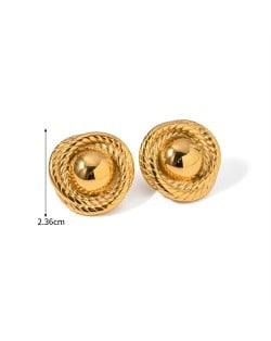 High Quality Titanium Steel Jewelry Wholesale Round Twist Design Women Stainless Steel Earrings