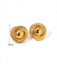 High Quality Titanium Steel Jewelry Wholesale Round Twist Design Women Stainless Steel Earrings