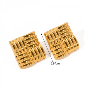 High Quality Titanium Steel Jewelry Wholesale Square Knit Design Women Stainless Steel Earrings
