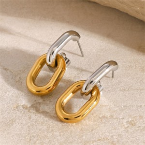 High Quality Titanium Steel Jewelry Wholesale Two-color Women Stainless Steel Earrings