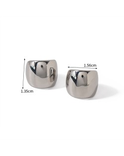 Simple Wide Design High Quality Titanium Steel Jewelry Wholesale Women Stainless Steel Earrings - Silver