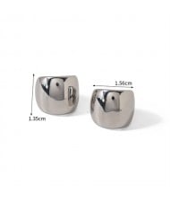 Simple Wide Design High Quality Titanium Steel Jewelry Wholesale Women Stainless Steel Earrings - Silver