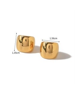Simple Wide Design High Quality Titanium Steel Jewelry Wholesale Women Stainless Steel Earrings - Golden