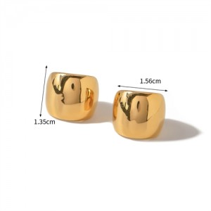 Simple Wide Design High Quality Titanium Steel Jewelry Wholesale Women Stainless Steel Earrings - Golden
