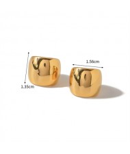 Simple Wide Design High Quality Titanium Steel Jewelry Wholesale Women Stainless Steel Earrings - Golden