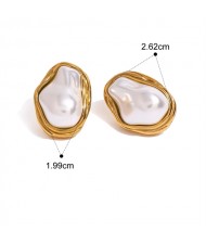 1 PC High Quality Jewelry Fashion Irregular Pearl Wholesale Women Stainless Steel Earrings or Ring Or Necklace