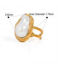 1 PC High Quality Jewelry Fashion Irregular Pearl Wholesale Women Stainless Steel Earrings or Ring Or Necklace