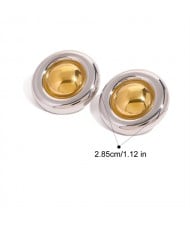 High Quality Titanium Steel Jewelry Wholesale Round Fashion Women Stainless Steel Earrings - Silver