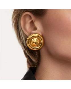 High Quality Titanium Steel Jewelry Wholesale Round Fashion Women Stainless Steel Earrings - Golden