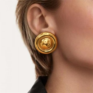 High Quality Titanium Steel Jewelry Wholesale Round Fashion Women Stainless Steel Earrings - Golden