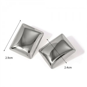 High Quality Titanium Steel Jewelry Wholesale Rectangle Geometric Design Women Stainless Steel Stud Earrings - Silver
