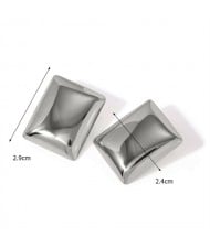 High Quality Titanium Steel Jewelry Wholesale Rectangle Geometric Design Women Stainless Steel Stud Earrings - Silver