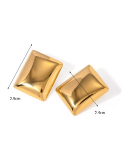 High Quality Titanium Steel Jewelry Wholesale Rectangle Geometric Design Women Stainless Steel Stud Earrings - Golden