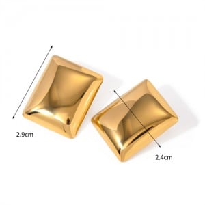 High Quality Titanium Steel Jewelry Wholesale Rectangle Geometric Design Women Stainless Steel Stud Earrings - Golden