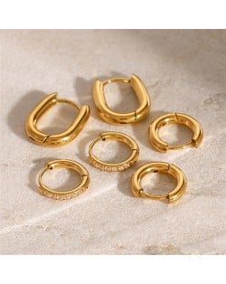 3 Pairs High Quality Titanium Steel Wholesale Fashion Jewelry Women Stainless Steel Stud Earrings Set