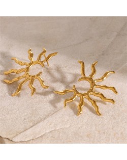 Sun Flower Design High Quality Titanium Steel Wholesale Fashion Jewelry Women Stainless Steel Earrings