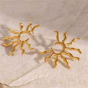 Sun Flower Design High Quality Titanium Steel Wholesale Fashion Jewelry Women Stainless Steel Earrings