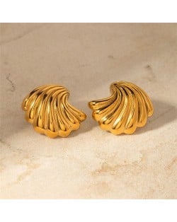 Shell Shape Design High Quality Titanium Steel Wholesale Fashion Jewelry Simple Women Stainless Steel Earrings