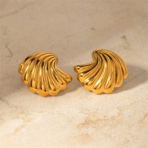 Shell Shape Design High Quality Titanium Steel Wholesale Fashion Jewelry Simple Women Stainless Steel Earrings