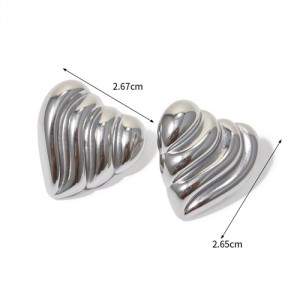 Wave Heart Design High Quality Titanium Steel Wholesale Fashion Jewelry Women Stainless Steel Earrings - Silver