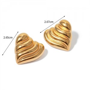 Wave Heart Design High Quality Titanium Steel Wholesale Fashion Jewelry Women Stainless Steel Earrings - Golden