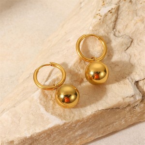 Ball Pendant Design High Quality Titanium Steel Wholesale Fashion Jewelry Women Stainless Steel Earrings - Golden