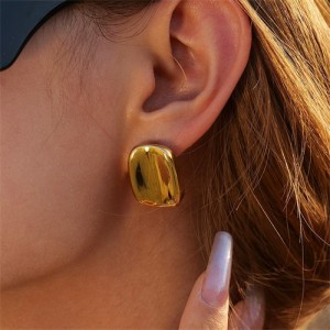 Simple Rectangle High Quality Titanium Steel Wholesale Fashion Jewelry Fashion Women Stainless Steel Earrings - Golden