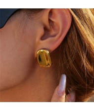 Simple Rectangle High Quality Titanium Steel Wholesale Fashion Jewelry Fashion Women Stainless Steel Earrings - Golden