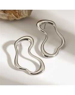 Irregular Geometric Shape High Quality Titanium Steel Wholesale Fashion Jewelry Women Stainless Steel Earrings - Silver