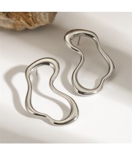 Irregular Geometric Shape High Quality Titanium Steel Wholesale Fashion Jewelry Women Stainless Steel Earrings - Silver