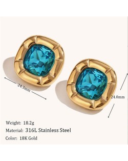 Minimalist Style 316L Stainless Steel Steel Wholesale Earrings - Blue
