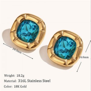 Minimalist Style 316L Stainless Steel Steel Wholesale Earrings - Blue