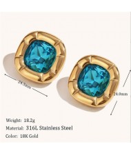 Minimalist Style 316L Stainless Steel Steel Wholesale Earrings - Blue