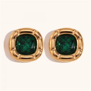 Minimalist Style 316L Stainless Steel Steel Wholesale Earrings - Green