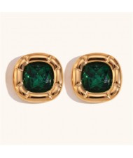 Minimalist Style 316L Stainless Steel Steel Wholesale Earrings - Green