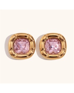 Minimalist Style 316L Stainless Steel Steel Wholesale Earrings - Pink