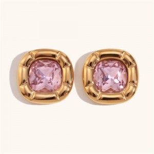 Minimalist Style 316L Stainless Steel Steel Wholesale Earrings - Pink
