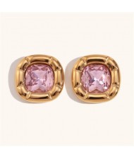 Minimalist Style 316L Stainless Steel Steel Wholesale Earrings - Pink