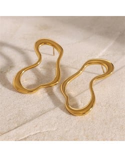 Irregular Geometric Shape High Quality Titanium Steel Wholesale Fashion Jewelry Women Stainless Steel Earrings - Golden