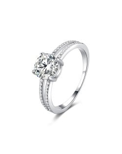 1 CT Moissanite Four Claw Design Fine Jewelry Wholesale Women 925 Sterling Silver Wedding Ring