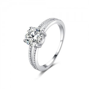 1 CT Moissanite Four Claw Design Fine Jewelry Wholesale Women 925 Sterling Silver Wedding Ring