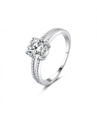 1 CT Moissanite Four Claw Design Fine Jewelry Wholesale Women 925 Sterling Silver Wedding Ring