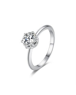 1 CT Moissanite Six Claws Design Fine Jewelry Wholesale 925 Sterling Silver Women Wedding Ring