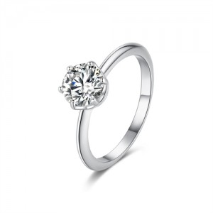 1 CT Moissanite Six Claws Design Fine Jewelry Wholesale 925 Sterling Silver Women Wedding Ring