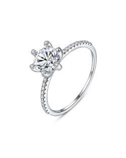 1 CT Moissanite Six Claws Flower Design Fine Jewelry Wholesale 925 Sterling Silver Women Wedding Ring