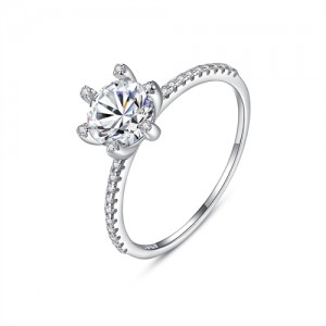 1 CT Moissanite Six Claws Flower Design Fine Jewelry Wholesale 925 Sterling Silver Women Wedding Ring