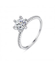 1 CT Moissanite Six Claws Flower Design Fine Jewelry Wholesale 925 Sterling Silver Women Wedding Ring