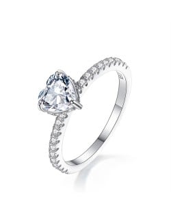 1 CT Moissanite Peach Heart Design Fine Jewelry Wholesale 925 Sterling Silver Women Wedding Ring