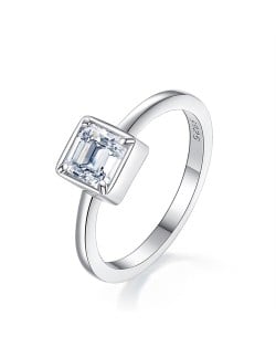 1 CT Moissanite Simple Square Design Fine Jewelry Wholesale Women 925 Sterling Silver Ring